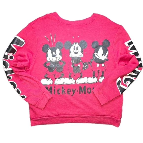 Disney Mickey Mouse Sweatshirt Junior XL 15/17 Red Crewneck Pullover - Picture 1 of 5